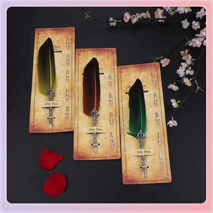 ✅ Manufacturer Feather Pen Nib Replaceable Color Feather Dip Pen Set Gift Paper Card Literary Steel
