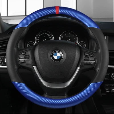 handle cover wholesale generation cartoon | Steering wheel cover - cfz-sports-black-and-blue-round-perforated-carbon-fiber-pattern-38cm