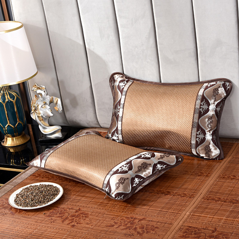 Summer Ice Silk Rattan Mat Buckwheat Pillow Buckwheat Husk Pillow Core Summer Single Cooling Neck-Protecting Hard Pillow Pe Pillow Wholesale