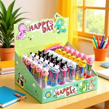 可爱甜甜圈迷你四色圆珠笔女生高颜值多色手帐标记笔学生文具批发