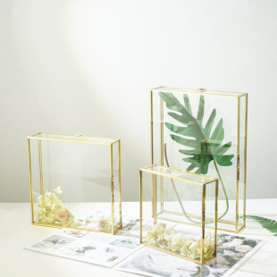 European-style Square Transparent Glass Box Forever Flower Plant Specimen Decoration Standing Photo Frame Wedding Desktop Decoration Pendulum