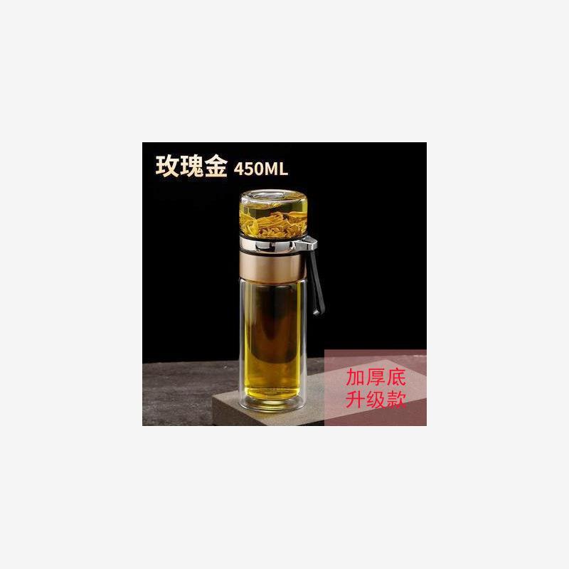 摔不烂钢化玻璃杯耐摔高温硼硅双层玻璃杯保护套男士茶杯|undefined