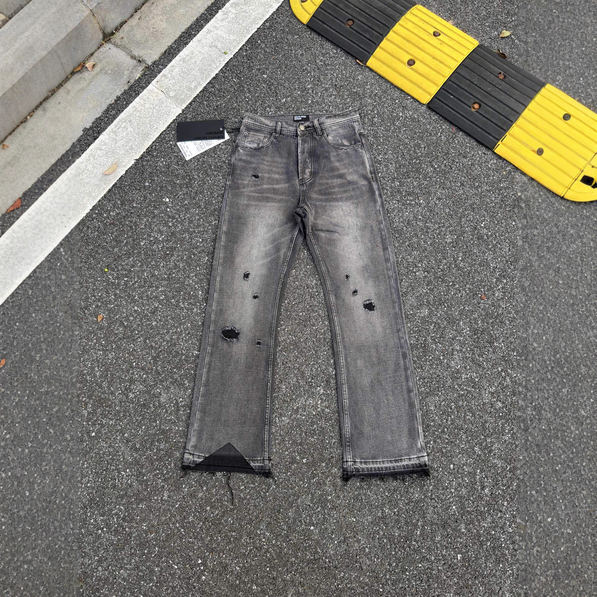 American High Street Rich Second-Generation Men's Trendy Brand Design Tie-Dye Distressed Niche Pants Heavy Casual Floor-Length Jeans