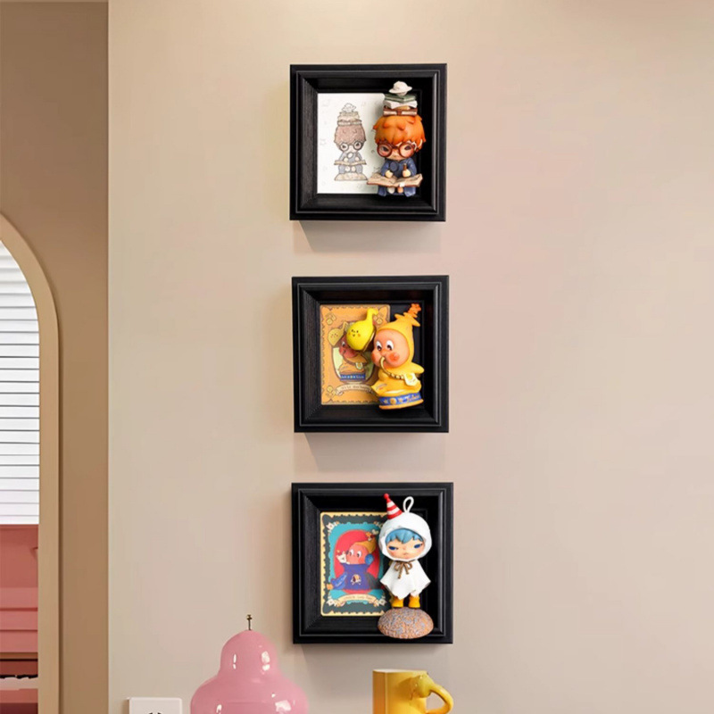 Bubble Blind Box Display Photo Frame DIY Matte Frame Vintage Black Doll Desktop Ornament Decoration Table