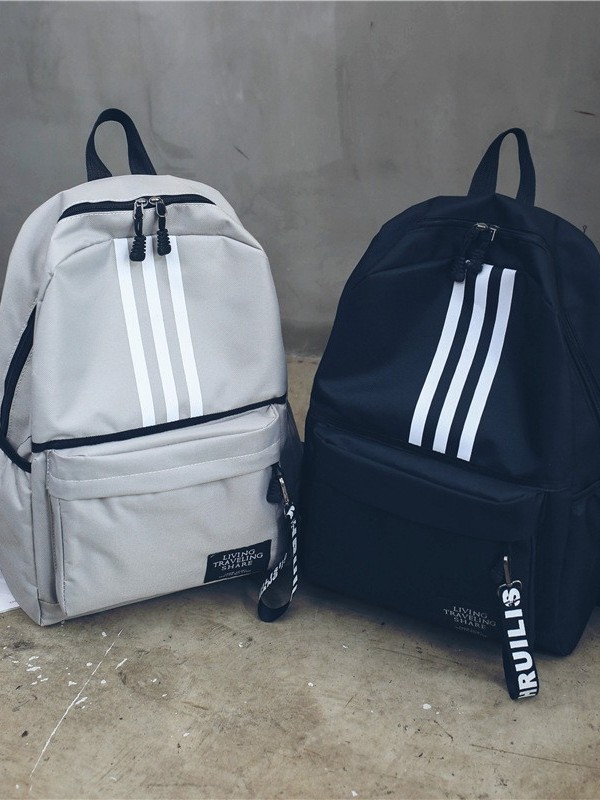 Nueva lona de tres barras mochila de moda coreana mochila de escuela secundaria mochila de viaje para hombres y mujeres mochila de escuela secundaria