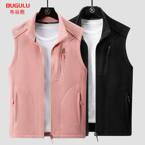 Men's Fleece Vest for Middle-Aged and Elderly, Thin Fleece Warm Outerwear Vest for Autumn and Winter, Dad's Fleece Vest with Zipper