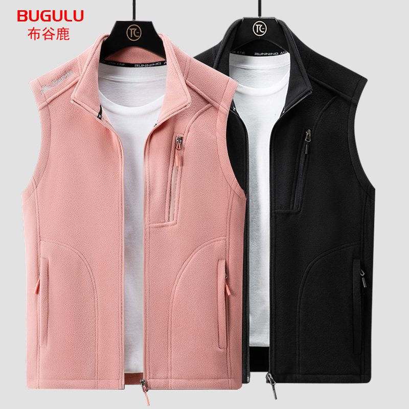 Men's Fleece Vest for Middle-Aged and Elderly, Thin Fleece Warm Outerwear Vest for Autumn and Winter, Dad's Fleece Vest with Zipper