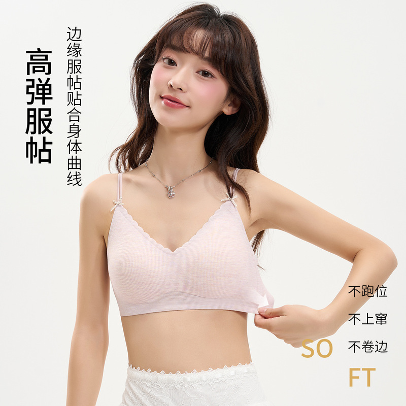Wire-Free Bra for Women with Small Busts, Push-Up Bra with Side Support, Jelly Strip Soft Support, Seamless Bra, Sweet Style Bra