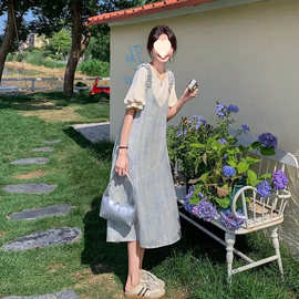设计感背带裙套装女中长款2026夏季新款小众不撞款两件套连衣裙子