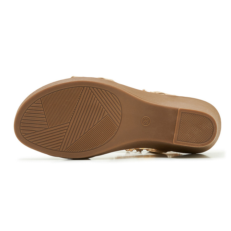 Sandal đế xuồng đính đá hoa nữ gót cao 9 cm — màu đen, trắng, quả mơ chi tiết 24