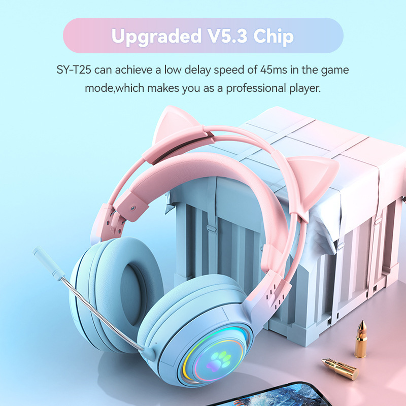 Live Game Bluetooth Headset Girl E-sports Mobile Phone Headset Headset Huaqiang North Internet Red Wireless Headset with Mac