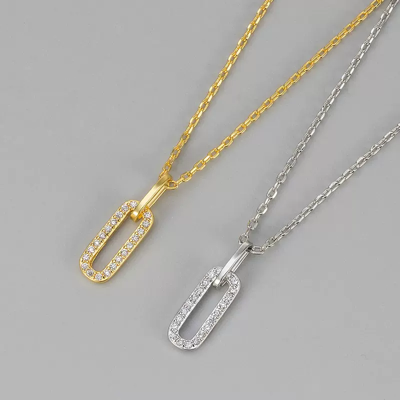 欧美跨境小众设计项链轻奢女气质简约时尚精致双环吊坠新款锁骨链