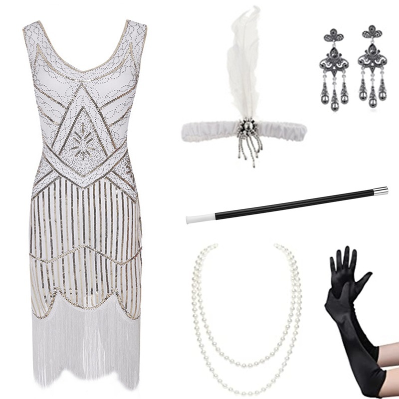 European and American S-4Xl 1920S Vintage Dress, Party Gatsby Dress with Heavy Beading, Sequins, and Tassels