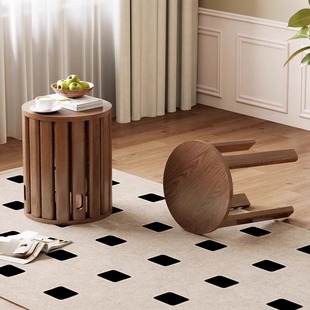 New Chinese Style Jenga Stool Small Tea Table Household Stackable Round Stool Modern Dining Table Stool Solid Wood Stool