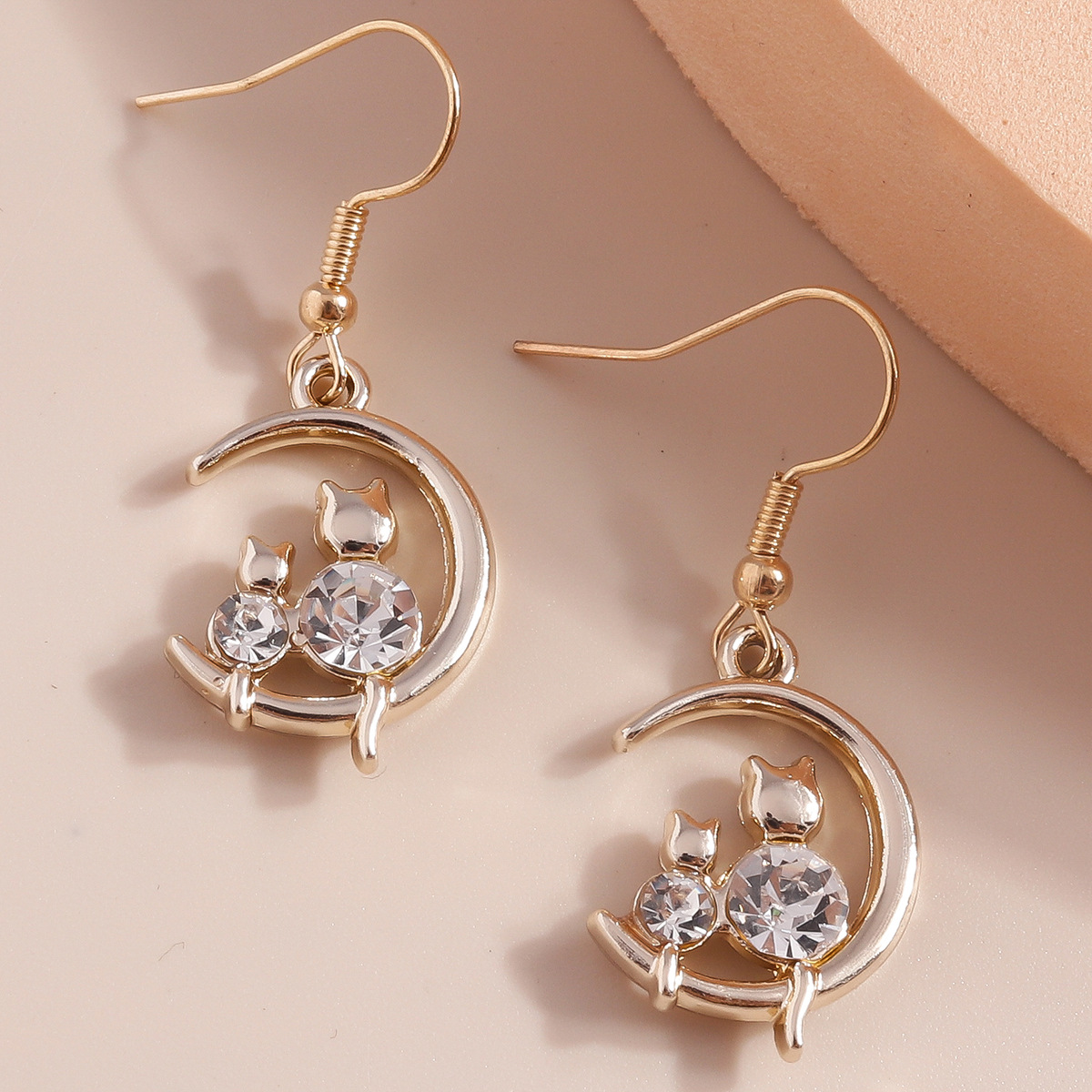 Fashion OL sweet cute cat moon alloy ear hook earrings