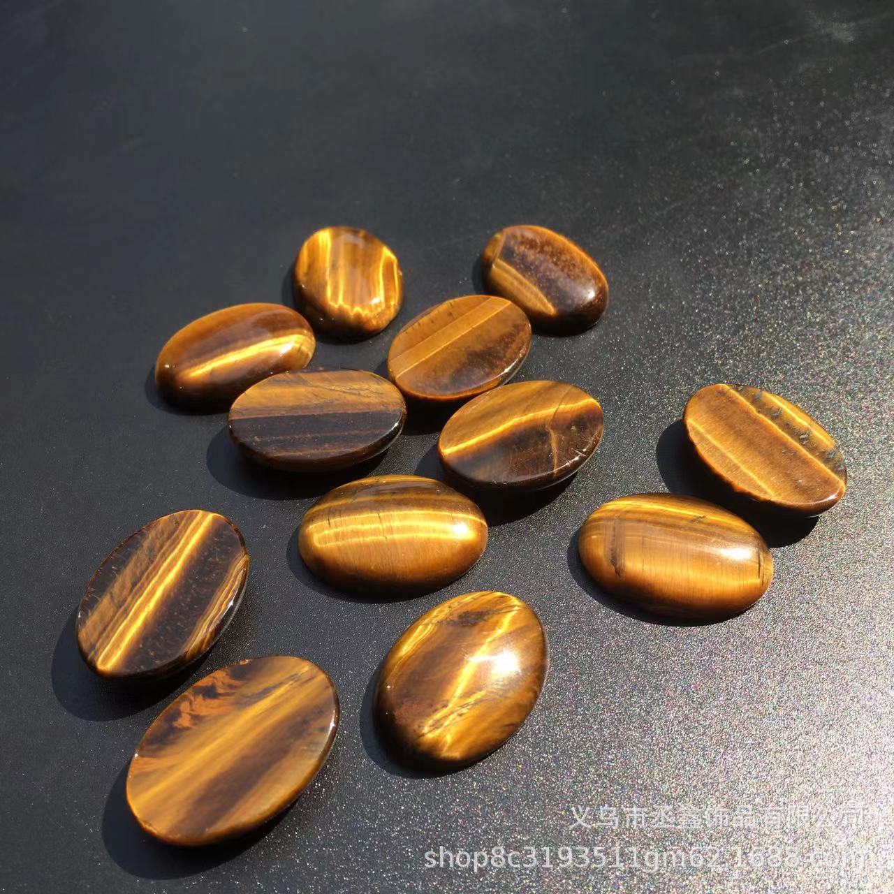 Natural Tiger Eye Stone Oval Ring Surface Patch Bare Stone Flats Bottom Plain DIY Ring Pendant Jewelry Accessories Wholesale