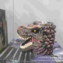 2025跨境爆款亚马逊树脂不锈钢复古霸王龙马克杯工艺品茶杯摆件