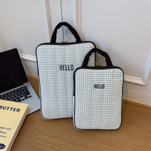 Korean Style Plaid Contrasting Color Laptop Bag 11inch iPad Tablet Bag 13inch 14inch Versatile Laptop Bag