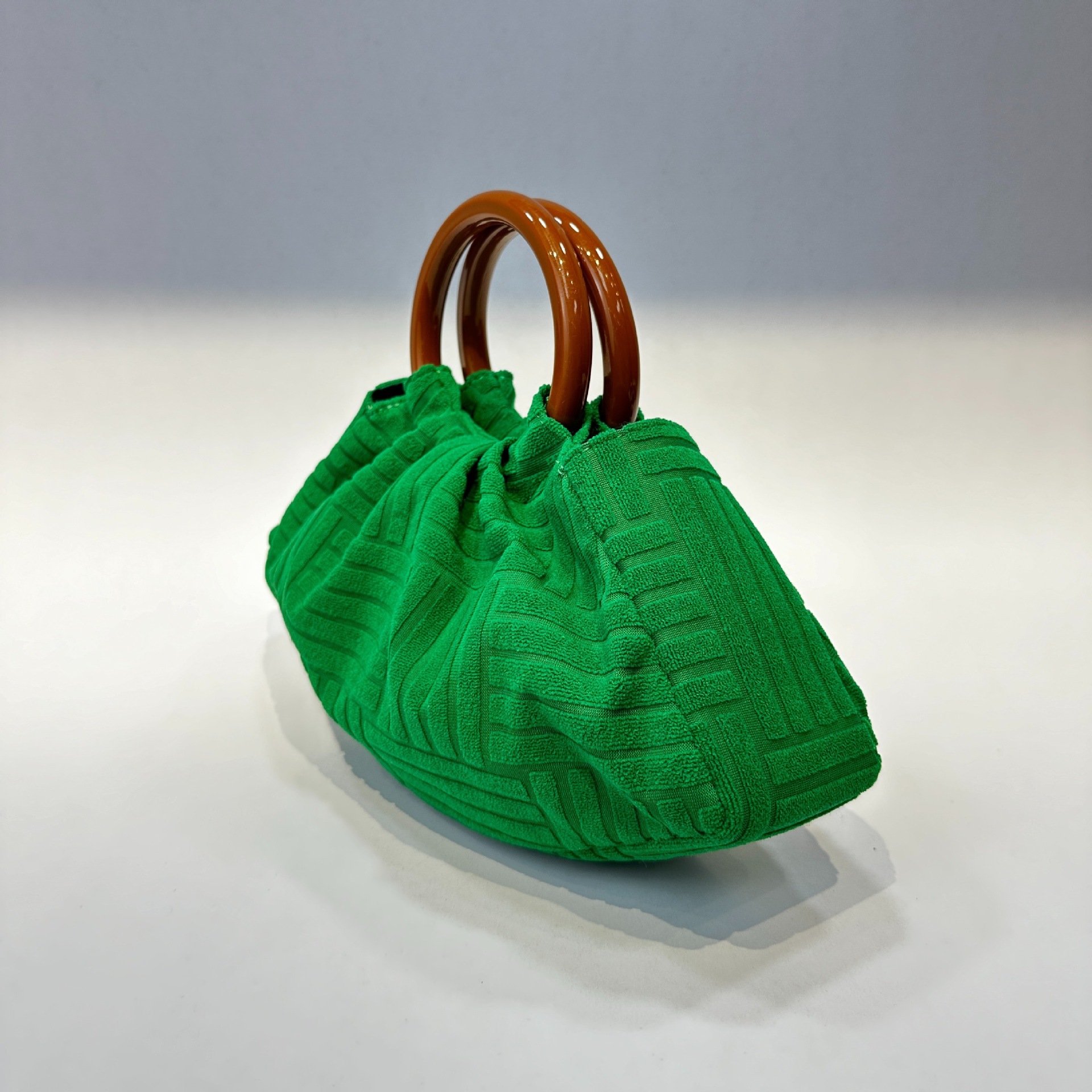 Magnetic Buckle Closure Type Double Handle Strap Type Green Corduroy Solid Color Cloud Shape Evening Bags