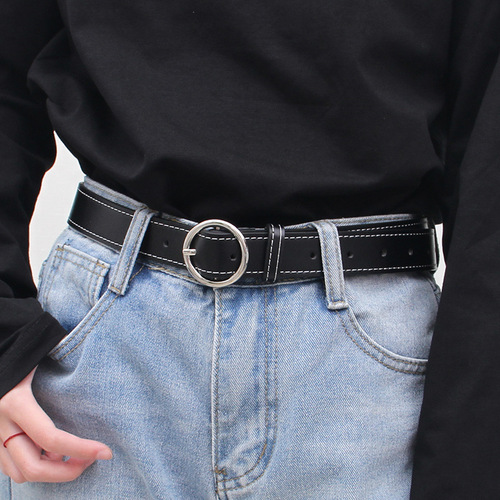 Women's belt black fashionable Korean belt simple and versatile decorative Korean style student jeans belt