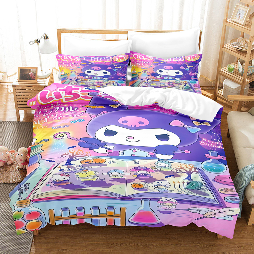 3-Piece Cute Cartoon 3D Bedding Set, 10 Patterns, Multiple Sizes (90–264 cm)