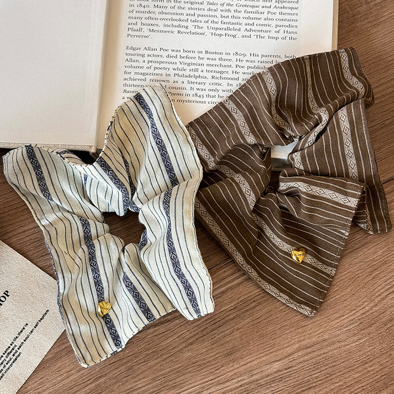 Retro Quadratisches Haargummi Gestreift Für Damen Haarring_voghion.com