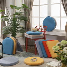 冬季棉麻布藤椅圓形50D高密度海綿椅子卡座坐墊沙發墊飄窗墊椅墊
