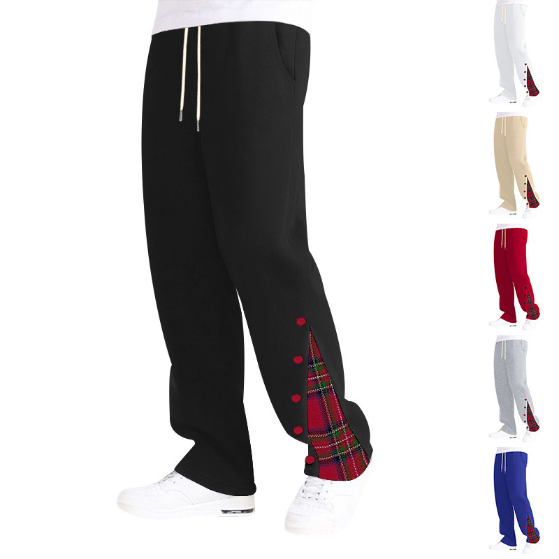 2025 Cross-border plus size Straight Pants Men's Pants Fall/Winter Amazon Basketball Buckle Casual Sports Jogging Pants