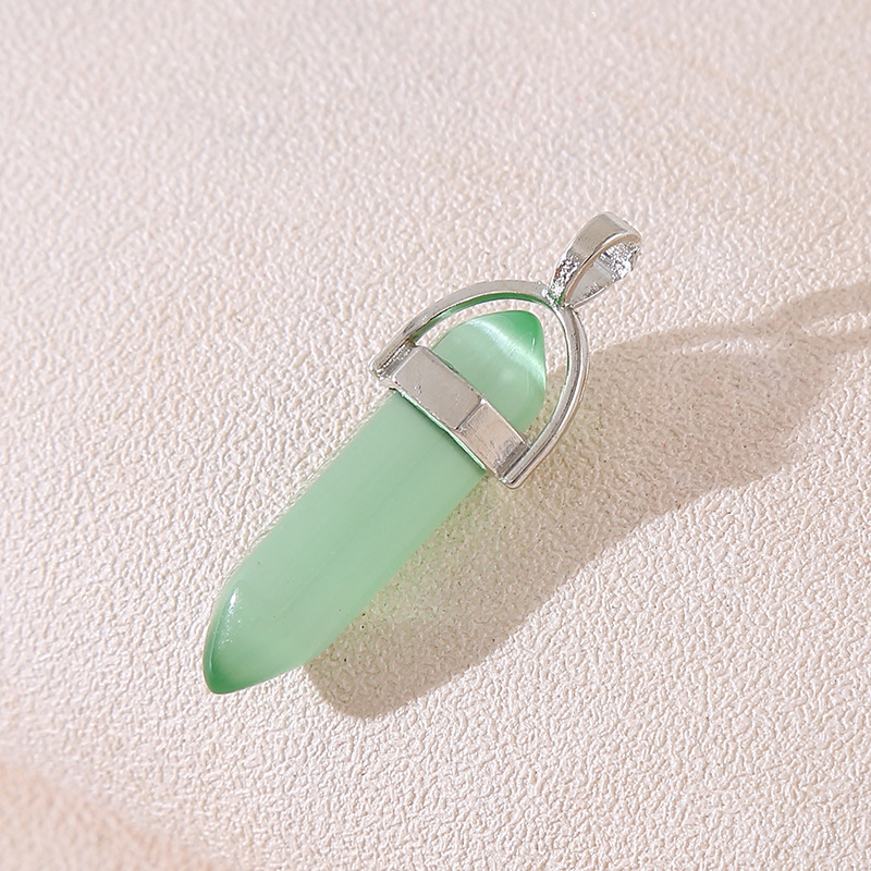 Venta caliente transfronteriza piedra natural amatista cristal rosa colgante de columna hexagonal collar de bala de doble punta colgante único al por mayor