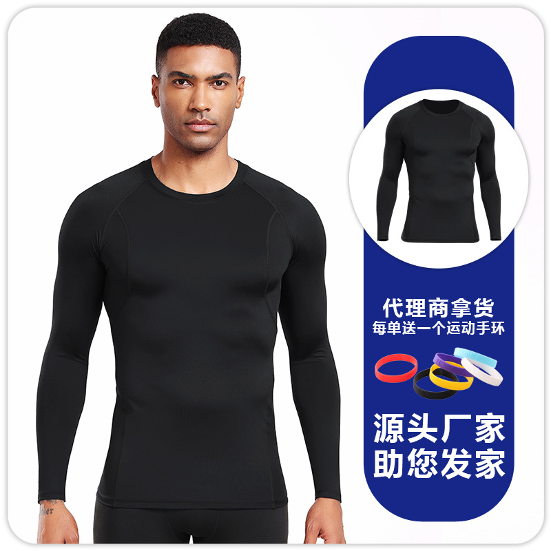 B5009 hombre fitness correr yoga ropa deportiva mangas largas baloncesto respirable compresión apretada ropa seca rápida image 8