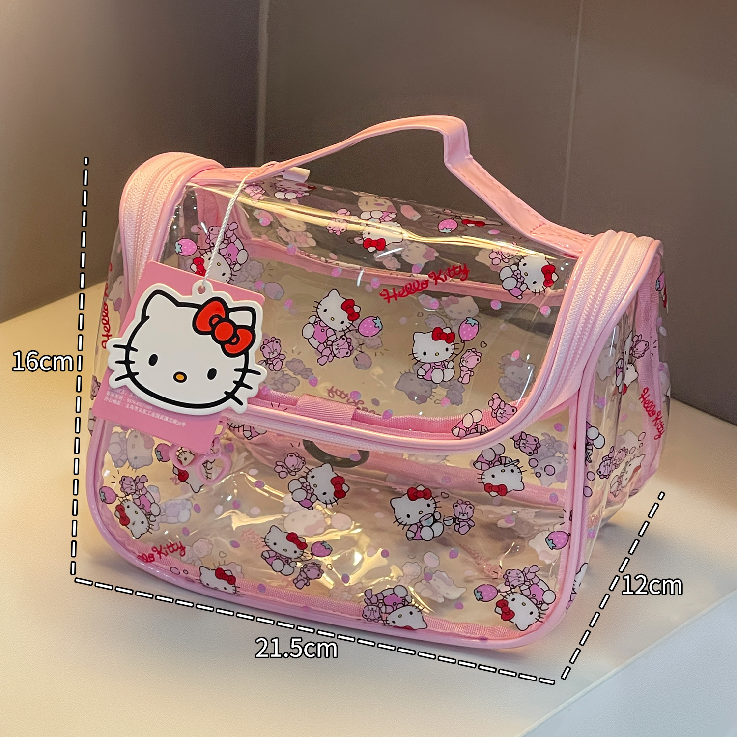 Nueva bolsa de maquillaje portátil transparente kt, bolsas de lavado portátiles de gran capacidad, bolsas de almacenamiento de artículos diversos de alto valor facial