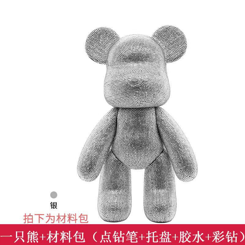 Oso embrionario blanco + Diamante de plata de gelatina + pegamento + kit