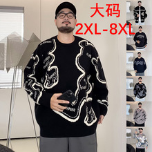 秋冬新款大码针织衫毛衣男胖子加大潮牌小熊提花宽松外贸跨境批发