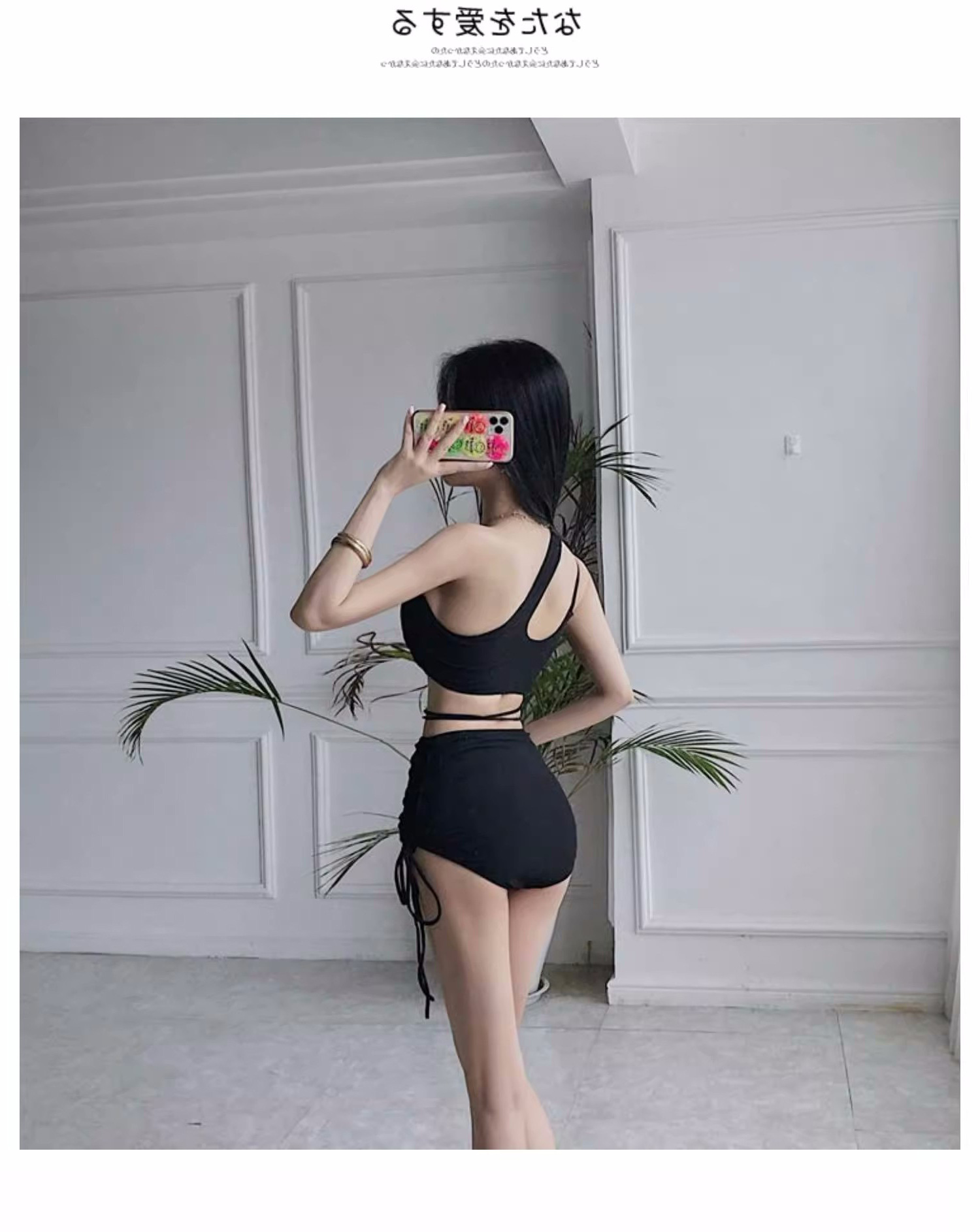 GraceChic HURUN Korean INS Sexy Strapless Tie Pure Desire Bikini Swimsuit Summer Small Chest High Waist Tummy Covering Swimwear_voghion.com