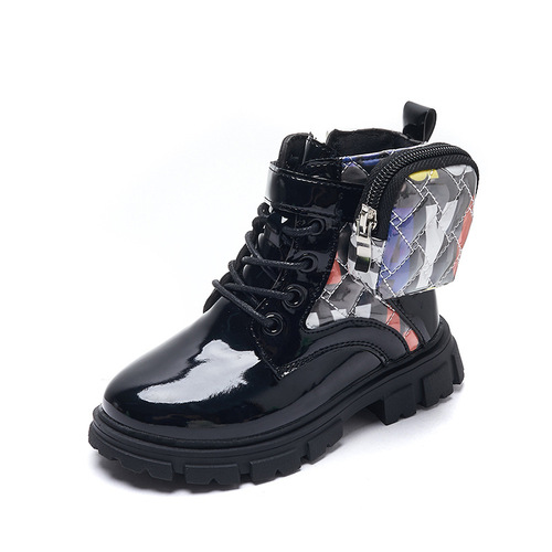 Girls Martin Boots 2024 Autumn and Winter New Autumn Single Boots British Style Princess Short Boots Small School Bag Children's Boots