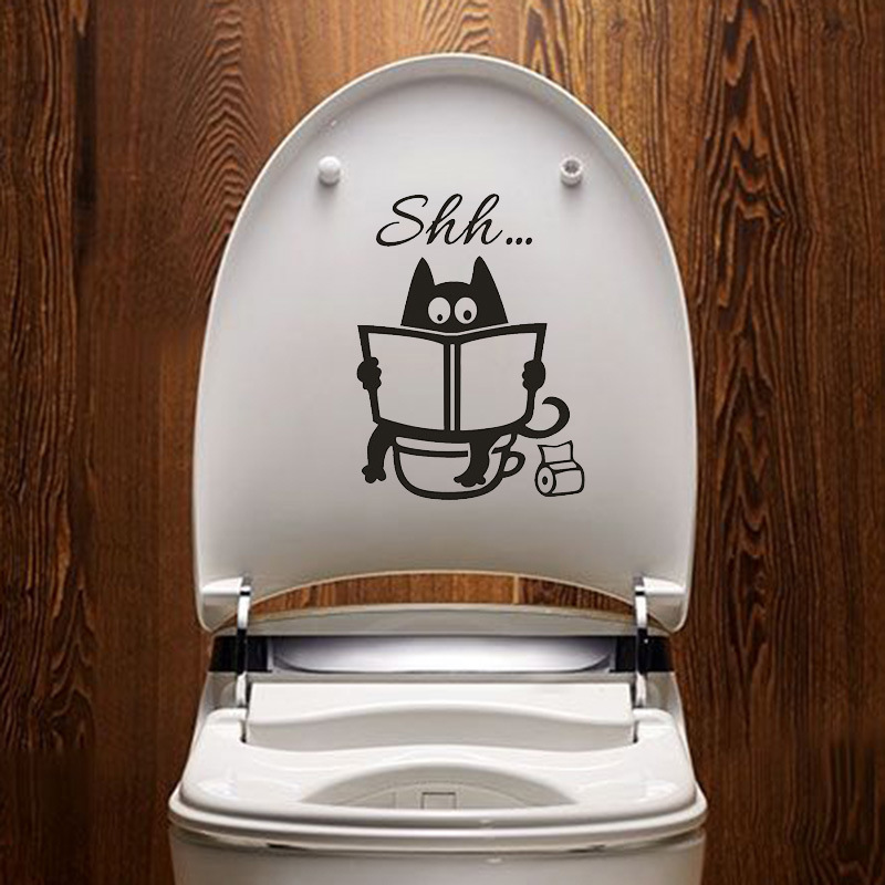 Black simple black cat toilet stickers wall stickers living room bedroom decorative sticky painting 23009
