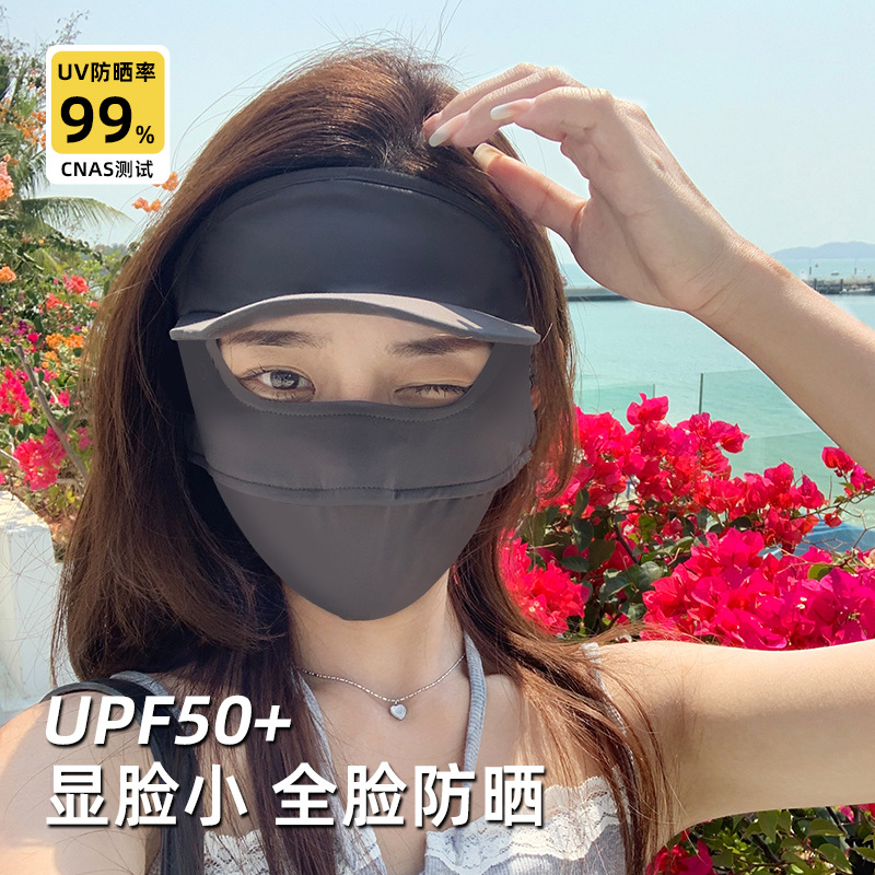 Summer sun protection mask for women, summer anti-UV outdoor cycling and beach outing sunshade ice silk mask