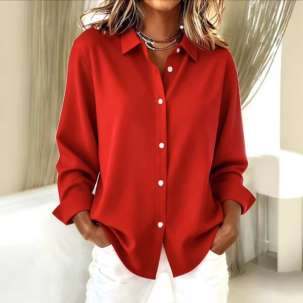 New cross-border Amazon independent station 3D digital print women's fashion floral collared long-sleeve shirt top