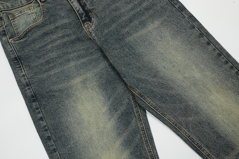 Men's Clothing high street water ins same style men's washed wide leg nostalgic blue overalls pocket jeans_voghion.com