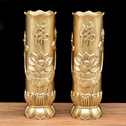 Hongda brass home candle holder incense burner Buddhist altar offering incense tube gift copper ornaments