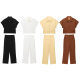 ZR foreign trade wholesale European and American style women's short sleeve short coat 8491053 straight waist trousers 8491054