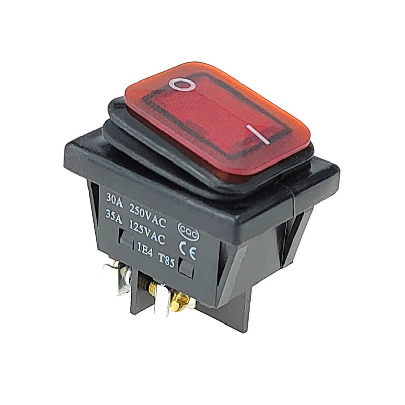 KCD4 waterproof boat switch upgraded screw foot large current 2 gear with lamp silver dot large current switch