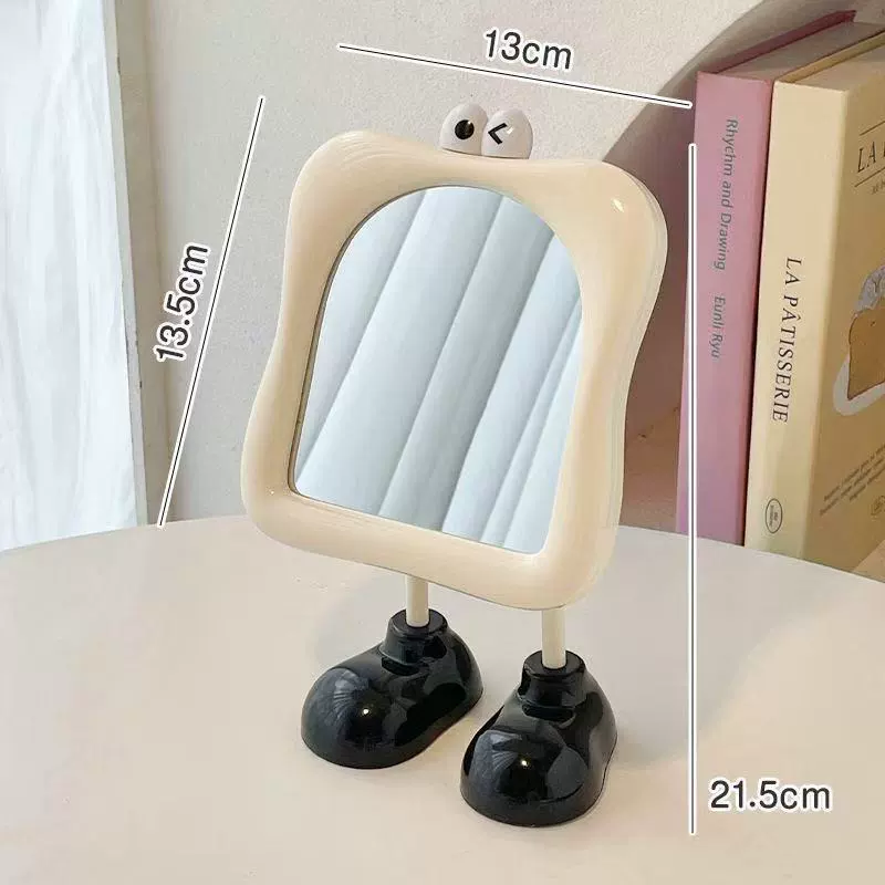 Handheld Tabletop Mirror for Students, Cute Standing Makeup Mirror, Compact Portable (White/Blue/Pink)