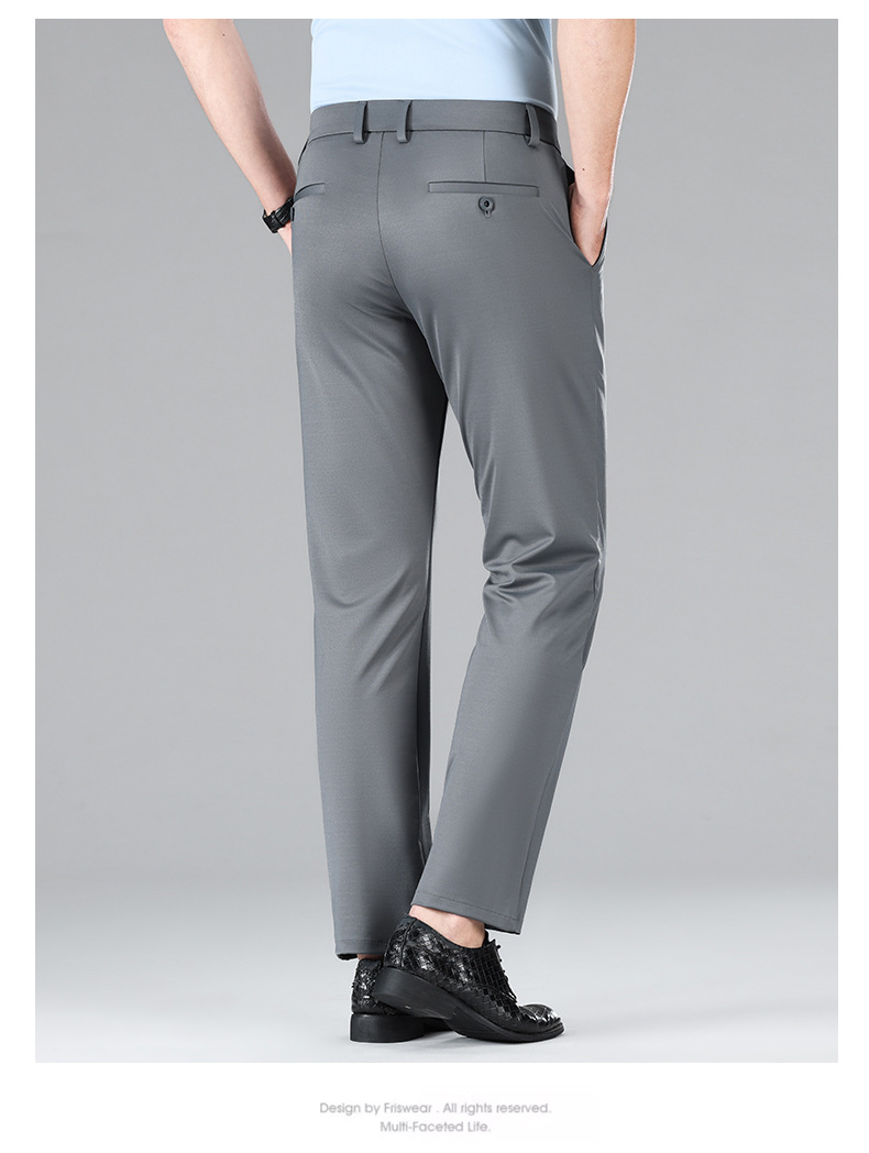 Herren Freizeithose Gerade Geschnitten Aus Knitterfreiem Eisseide_voghion.com