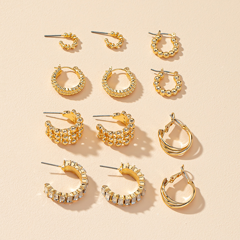 6 Pairs Of Basic Hoop Earrings Multi-piece Set Autumn And Winter New Fashion Earrings display picture 3