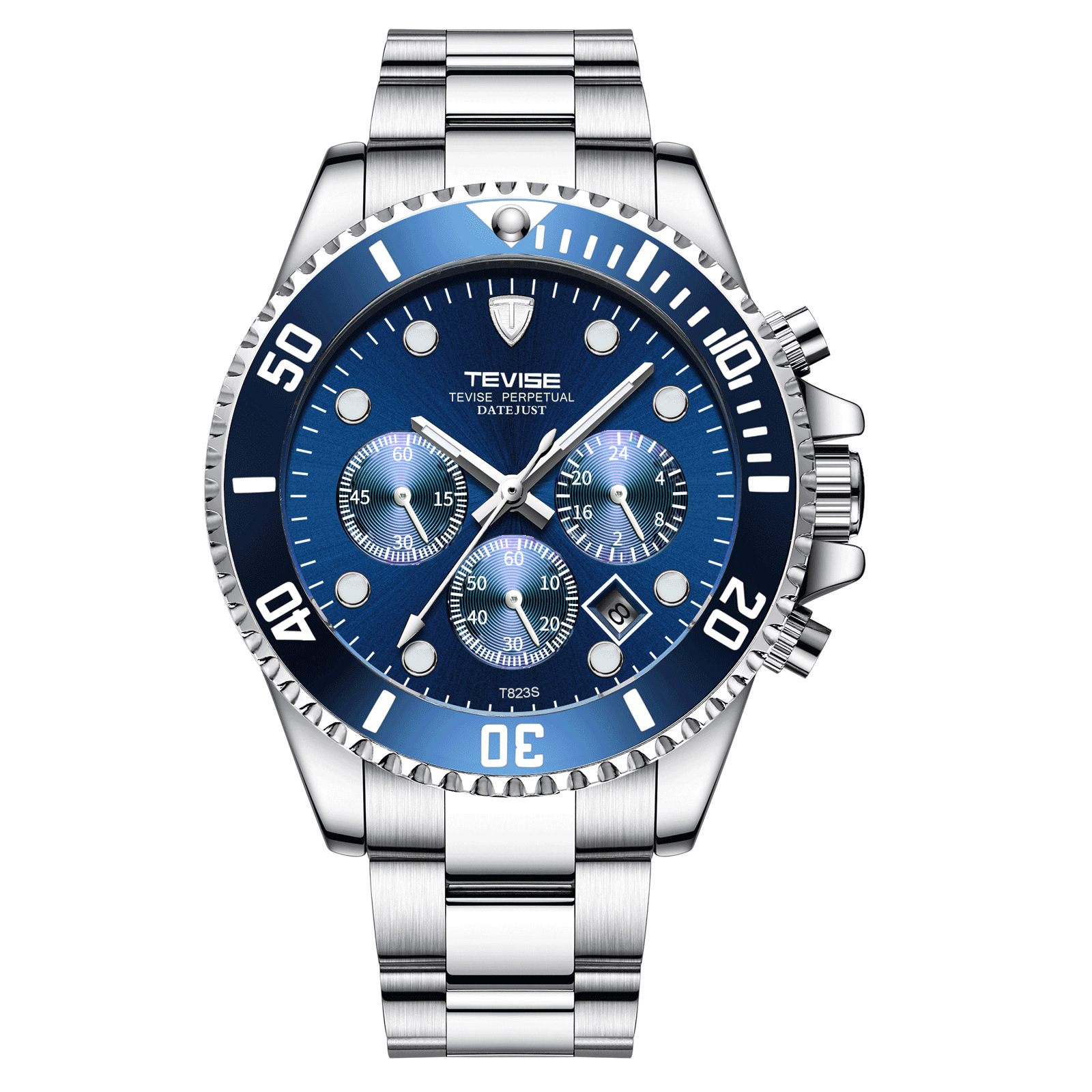 Tevise reloj de hombre reloj de cuarzo para hombre reloj luminoso correa de acero a prueba de agua reloj de correa de acero de seis pines