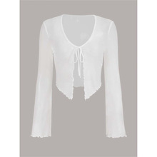 T 10162 Ruffle tie flared sleeve top ľ����ϵ������������