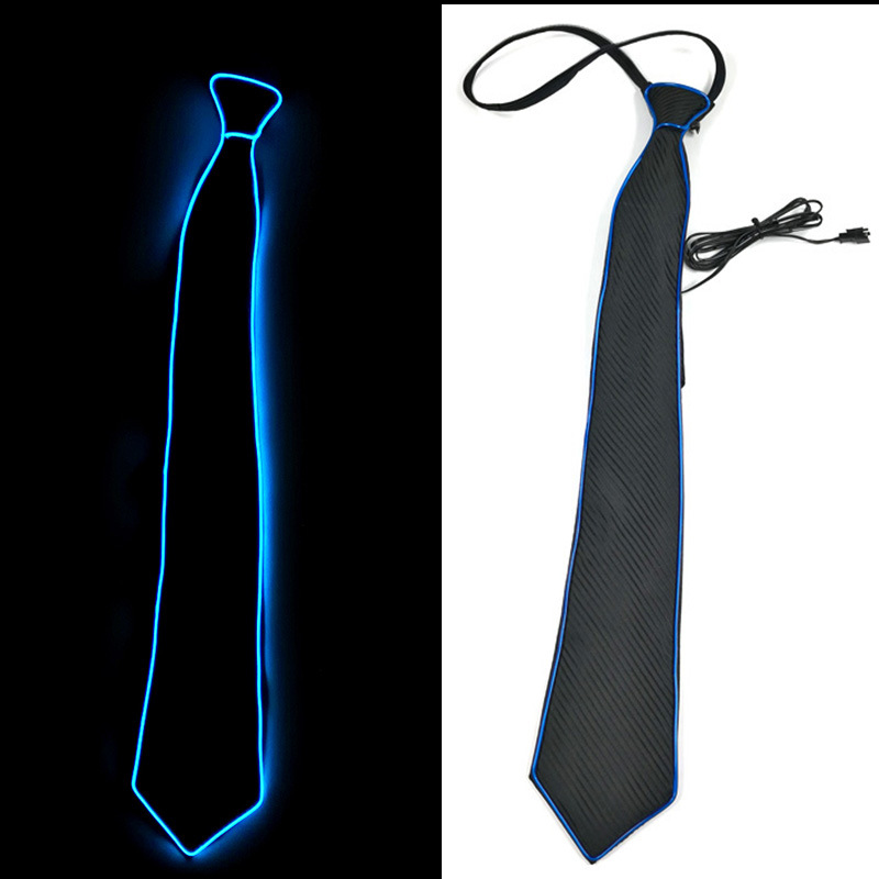 Corbata LED novedosa con luz EL para fiestas de disfraces, bares, accesorios de iluminación para discotecas, corbata intermitente con diez opciones de color.