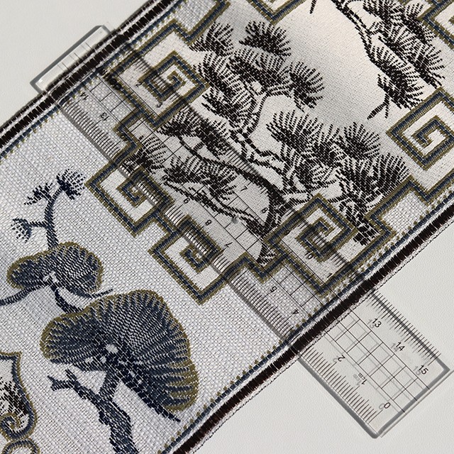 Encaje decorativo de 12 cm de ancho con diseño de paisaje y grullas al estilo chino, para ropa, cuellos, cinturones y artesanías de té.