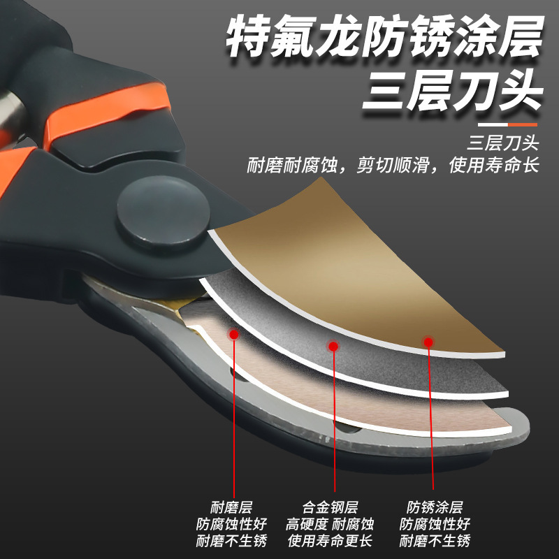 园林修枝剪便携式多功能果枝剪大号手动嫁接剪刀省力修果树粗枝剪|undefined